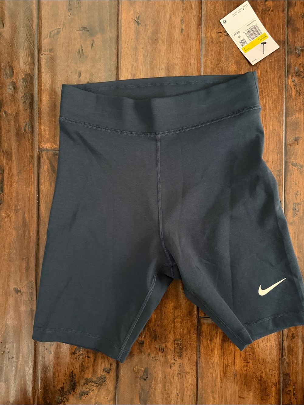 Nike Navy Blue Athletic Bike Shorts with White Swoosh